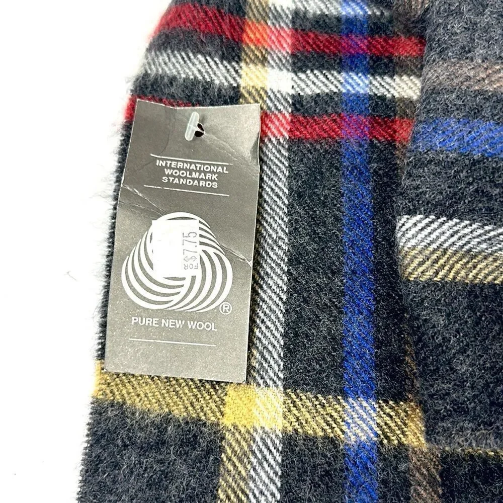 NWT Modena Virgin Wool Scarf Charcoal Gray Plaid made in Uruguay Men’s Women’s